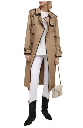 Женский тренч SAINT LAURENT бежевого цвета по цене 286000 руб., арт. 662028/Y039W | Фото 2 Женский тренч SAINT LAURENT бежевого цвета, арт. 662028/Y039W | Фото 2 (Материал внешний: Хлопок, Синтетический материал; Рукава: Длинные; Длина (верхняя одежда): Длинные; Материал подклада: Купро; Стили: Гламурный)