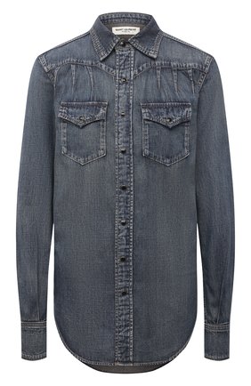 Женская джинсовая рубашка SAINT LAURENT голубого цвета по цене 71800 руб., арт. 656792/Y24AA | Фото 1