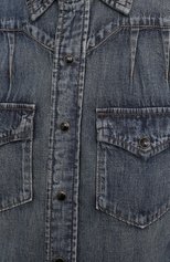 Женская джинсовая рубашка SAINT LAURENT голубого цвета, арт. 656792/Y24AA | Фото 5 (Рукава: Длинные; Стили: Гламурный; Кросс-КТ: Деним; Принт: Без принта; Женское Кросс-КТ: Рубашка-одежда; Длина (для топов): Удлиненные; Материал внешний: Хлопок, Деним)
