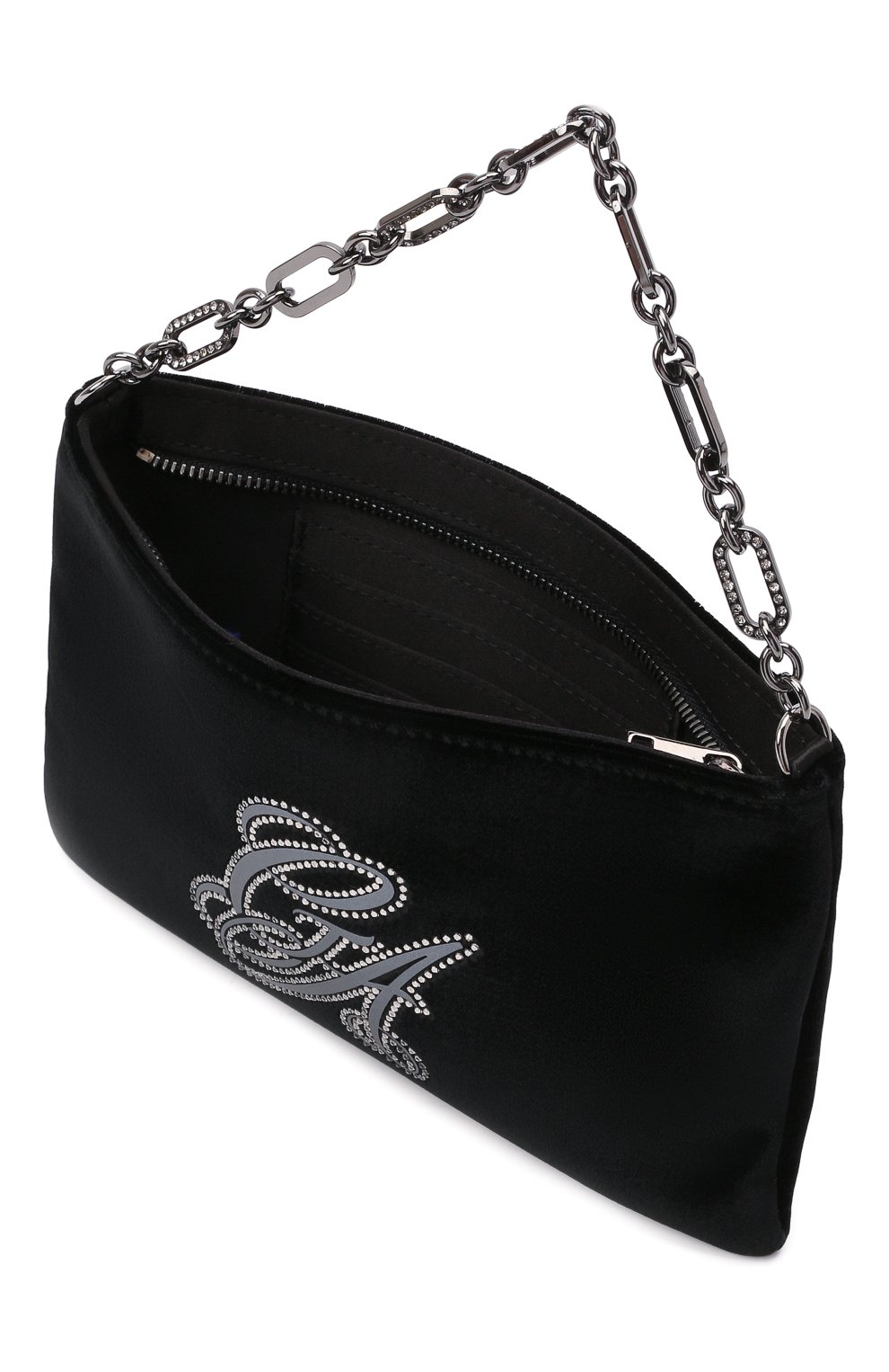 Женская сумка GIORGIO ARMANI черного цвета, арт. Y1H389/YQR2X | Фото 4 (Ремень/цепочка: С цепочкой; Сумки-технические: Сумки top-handle; Размер: mini; Материал: Текстиль)
