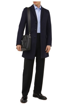 Мужской пальто из шерсти и кашемира HUGO темно-синего цвета, арт. 50456693 | Фото 2 (Материал внешний: Шерсть; Стили: Классический; Мужское Кросс-КТ: пальто-верхняя одежда; Рукава: Длинные; Длина (верхняя одежда): До середины бедра)