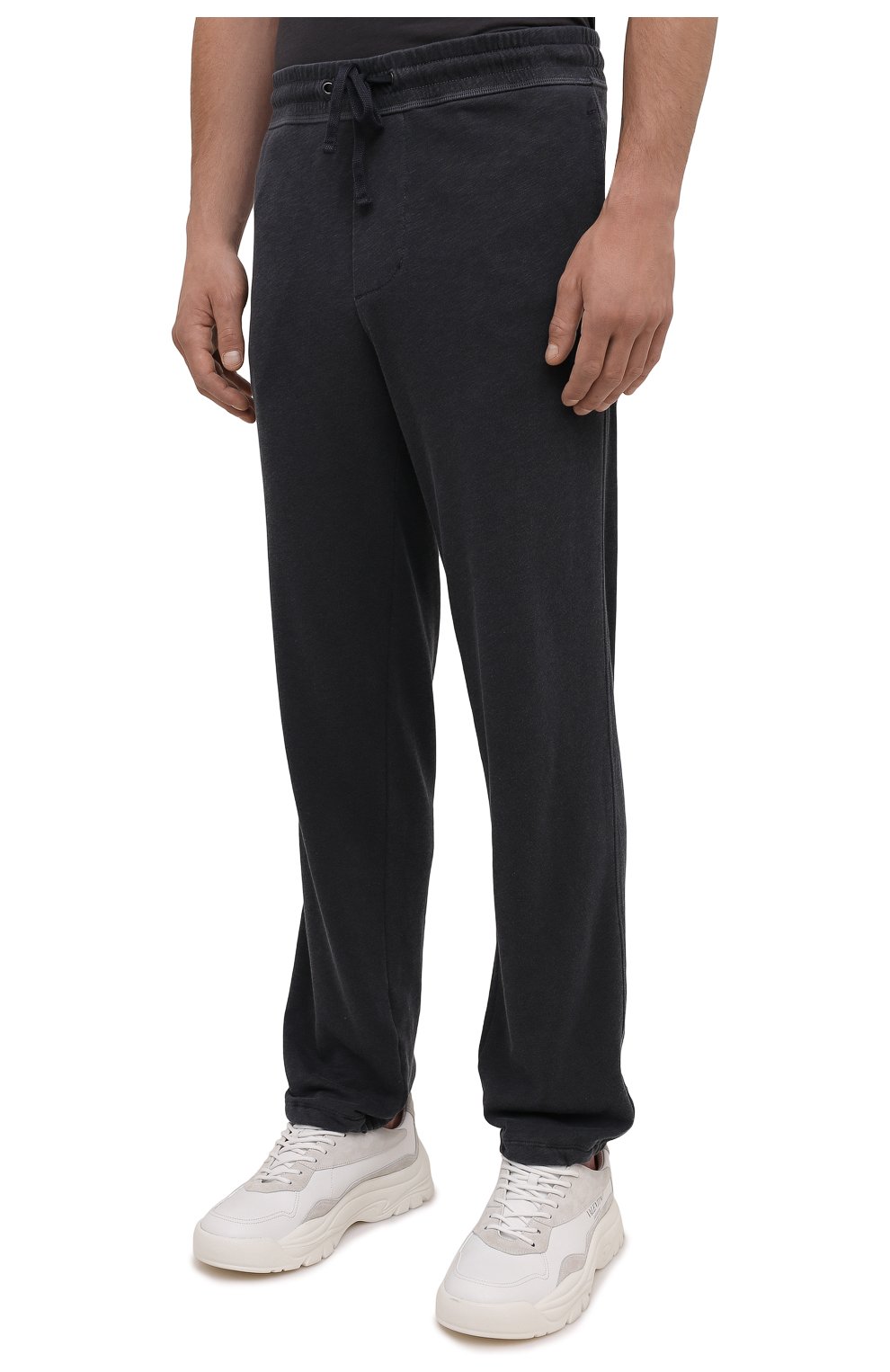 Мужские хлопковые брюки JAMES PERSE темно-серого цвета, арт. MXA1161 | Фото 3 (Длина (брюки, джинсы): Стандартные; Кросс-КТ: Спорт; Материал внешний: Хлопок; Стили: Спорт-шик)
