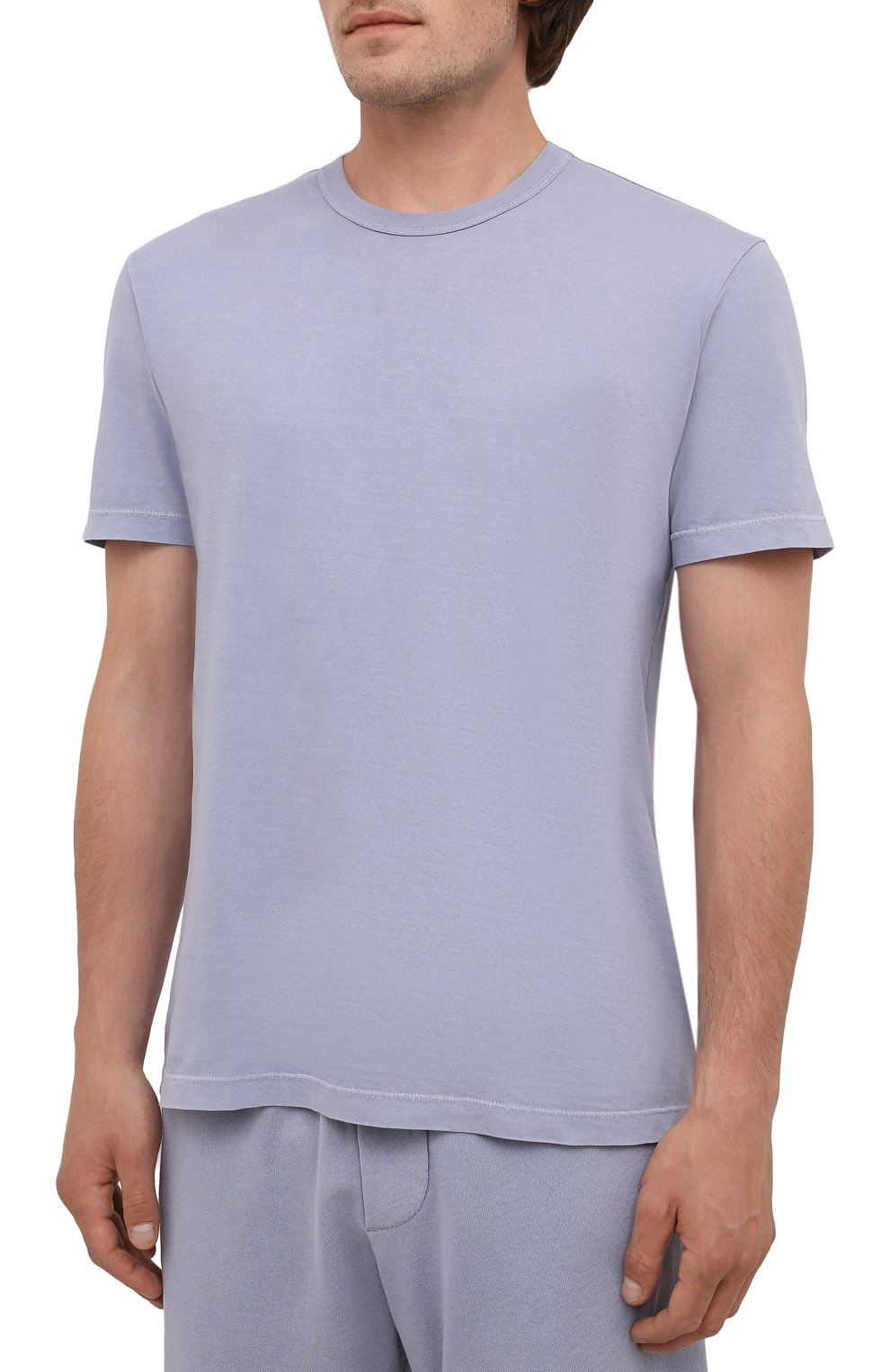 Мужская хлопковая футболка JAMES PERSE голубого цвета, арт. MLJ3311 | Фото 3 (Принт: Без принта; Рукава: Короткие; Длина (для топов): Стандартные; Материал внешний: Хлопок; Стили: Кэжуэл)