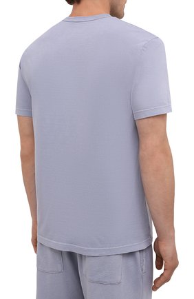 Мужская хлопковая футболка JAMES PERSE голубого цвета, арт. MLJ3311 | Фото 4 (Принт: Без принта; Рукава: Короткие; Длина (для топов): Стандартные; Материал внешний: Хлопок; Стили: Кэжуэл)