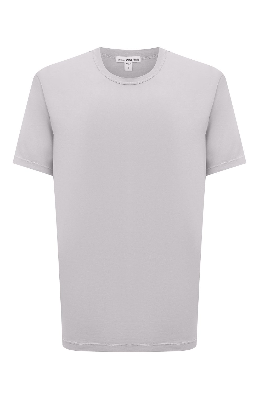 Мужская хлопковая футболка JAMES PERSE светло-серого цвета, арт. MLJ3311 | Фото 1 (Принт: Без принта; Рукава: Короткие; Длина (для топов): Стандартные; Материал внешний: Хлопок; Стили: Кэжуэл)