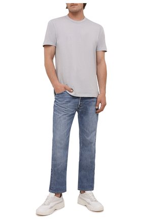 Мужская хлопковая футболка JAMES PERSE светло-серого цвета, арт. MLJ3311 | Фото 2 (Принт: Без принта; Рукава: Короткие; Длина (для топов): Стандартные; Материал внешний: Хлопок; Стили: Кэжуэл)