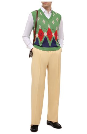 Мужские брюки из хлопка и вискозы GUCCI бежевого цвета по цене 94750 руб., арт. 651686/ZAGP3 | Фото 2 Мужские брюки из хлопка и вискозы GUCCI бежевого цвета, арт. 651686/ZAGP3 | Фото 2 (Материал внешний: Хлопок, Вискоза; Длина (брюки, джинсы): Стандартные; Случай: Повседневный; Стили: Кэжуэл)