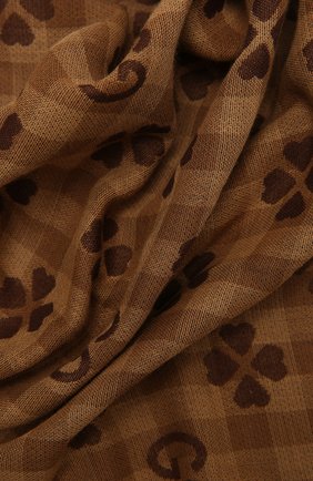 Мужской хлопковый шарф GUCCI коричневого цвета, арт. 662446/4G114 | Фото 2 (Материал: Текстиль, Хлопок; Кросс-КТ: другое; Мужское Кросс-КТ: Шарфы - с бахромой)