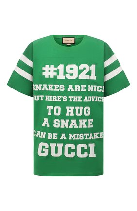 Мужская хлопковая футболка GUCCI зеленого цвета по цене 45950 руб., арт. 655459/XJDJP | Фото 1 Мужская хлопковая футболка GUCCI зеленого цвета, арт. 655459/XJDJP | Фото 1