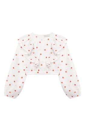 Детский хлопковый топ STELLA MCCARTNEY белого цвета по цене 5875 руб., арт. 602831/SQK80 | Фото 1 Детский хлопковый топ STELLA MCCARTNEY белого цвета, арт. 602831/SQK80 | Фото 1 (Материал внешний: Хлопок; Рукава: Длинные; Девочки Кросс-КТ: топ-одежда; Ростовка одежда: 9 лет | 134 см, 12 лет | 152 см, 13 - 15 лет | 158 см, 16 лет | 164 см, 18 мес | 86 см, 2 года | 92 см, 3 года | 98 см, 4 года | 104 см, 5 лет | 110 см, 7 лет | 122 см)