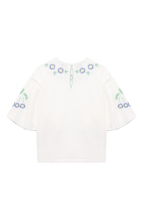 Детский хлопковый топ STELLA MCCARTNEY белого цвета по цене 8945 руб., арт. 602828/SQKD3 | Фото 2 Детский хлопковый топ STELLA MCCARTNEY белого цвета, арт. 602828/SQKD3 | Фото 2 (Материал внешний: Хлопок; Рукава: Длинные; Девочки Кросс-КТ: топ-одежда; Ростовка одежда: 9 лет | 134 см, 12 лет | 152 см, 13 - 15 лет | 158 см, 16 лет | 164 см, 18 мес | 86 см, 2 года | 92 см, 3 года | 98 см, 4 года | 104 см, 5 лет | 110 см, 7 лет | 122 см)