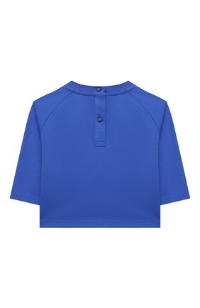 Детский хлопковая футболка BURBERRY синего цвета, арт. 8042936 | Фото 2 (Рукава: Длинные; Материал внешний: Хлопок; Ростовка одежда: 12 мес | 80 см, 18 мес | 86 см, 24 мес | 92 см, 6 мес | 68 см)