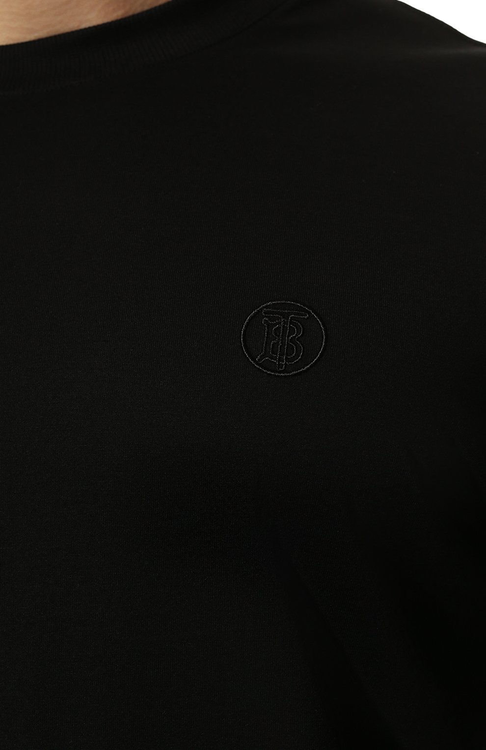 Мужская хлопковая футболка BURBERRY черного цвета, арт. 8041698 | Фото 5 (Принт: Без принта; Рукава: Короткие; Длина (для топов): Стандартные; Материал внешний: Хлопок; Стили: Кэжуэл)