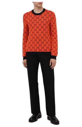 Мужской свитер из шерсти и хлопка GUCCI оранжевого цвета по цене 77700 руб., арт. 661174/XKBXI | Фото 2 Мужской свитер из шерсти и хлопка GUCCI оранжевого цвета, арт. 661174/XKBXI | Фото 2 (Материал внешний: Хлопок, Шерсть; Длина (для топов): Стандартные; Рукава: Длинные; Стили: Ретро; Мужское Кросс-КТ: Свитер-одежда; Принт: С принтом)