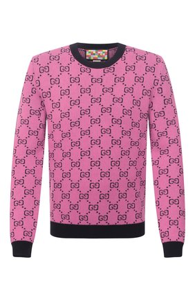 Мужской свитер из шерсти и хлопка GUCCI розового цвета по цене 79600 руб., арт. 661174/XKBXI | Фото 1 Мужской свитер из шерсти и хлопка GUCCI розового цвета, арт. 661174/XKBXI | Фото 1