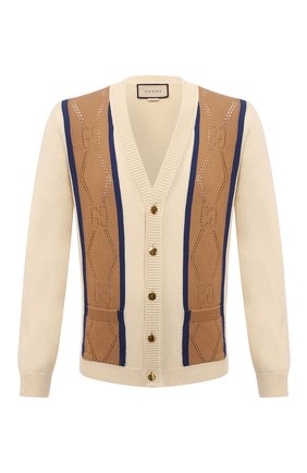 Мужской хлопковый кардиган GUCCI кремвого цвета по цене 89950 руб., арт. 655105/XKBWE | Фото 1 Мужской хлопковый кардиган GUCCI кремвого цвета, арт. 655105/XKBWE | Фото 1
