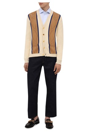Мужской хлопковый кардиган GUCCI кремвого цвета по цене 89950 руб., арт. 655105/XKBWE | Фото 2 Мужской хлопковый кардиган GUCCI кремвого цвета, арт. 655105/XKBWE | Фото 2