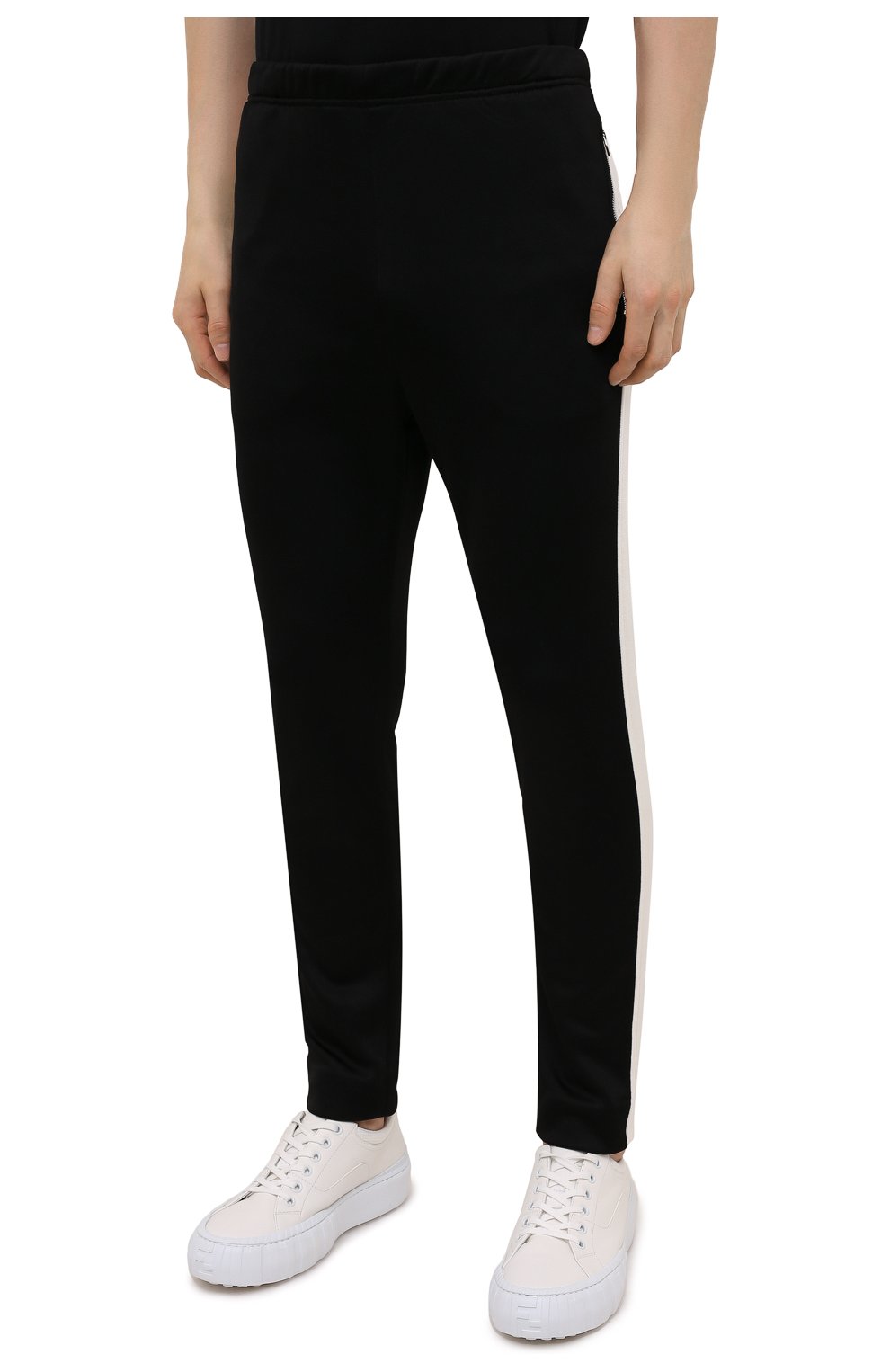 Мужские брюки из вискозы и хлопка ALEXANDER MCQUEEN черного цвета, арт. 656485/QRX52 | Фото 3 (Длина (брюки, джинсы): Стандартные; Случай: Повседневный; Материал внешний: Хлопок, Вискоза; Стили: Спорт-шик)