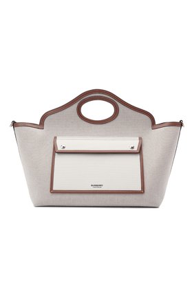 Женский сумка-тоут pocket small BURBERRY светло-бежевого цвета по цене 135000 руб., арт. 8041803 | Фото 1 Женский сумка-тоут pocket small BURBERRY светло-бежевого цвета, арт. 8041803 | Фото 1