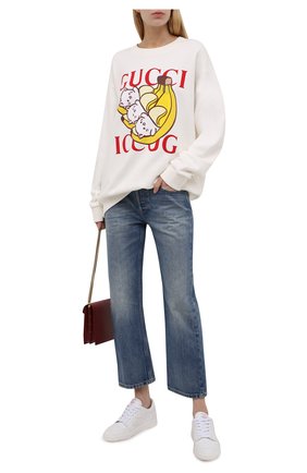 Женский хлопковый свитшот GUCCI кремвого цвета по цене 78800 руб., арт. 617964/XJDGM | Фото 2 Женский хлопковый свитшот GUCCI кремвого цвета, арт. 617964/XJDGM | Фото 2 (Длина (для топов): Стандартные; Материал внешний: Хлопок; Рукава: Длинные; Женское Кросс-КТ: Свитшот-одежда; Стили: Спорт-шик)