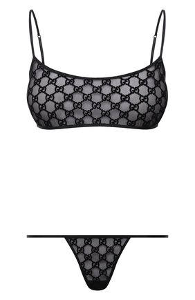 Женские комплект бюстгальтер и трусы GUCCI черного цвета по цене 58800 руб., арт. 653170/XUACR | Фото 1 Женские комплект бюстгальтер и трусы GUCCI черного цвета, арт. 653170/XUACR | Фото 1 (Материал внешний: Синтетический материал)