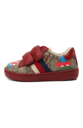 Детские кеды GUCCI бордового цвета по цене 26950 руб., арт. 463088/22T20 | Фото 2 Детские кеды GUCCI бордового цвета, арт. 463088/22T20 | Фото 2