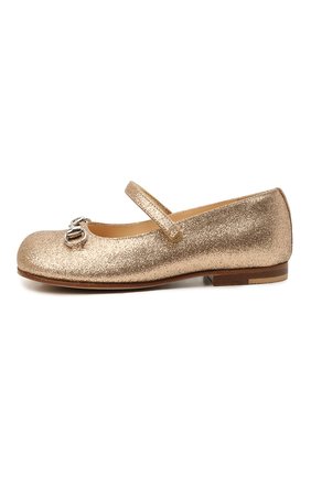 Детские балетки GUCCI золотого цвета по цене 33800 руб., арт. 660069/KUS40 | Фото 2 Детские балетки GUCCI золотого цвета, арт. 660069/KUS40 | Фото 2 (Материал внутренний: Натуральная кожа; Материал внешний: Текстиль; Обувь девочки: Обувь девочки)
