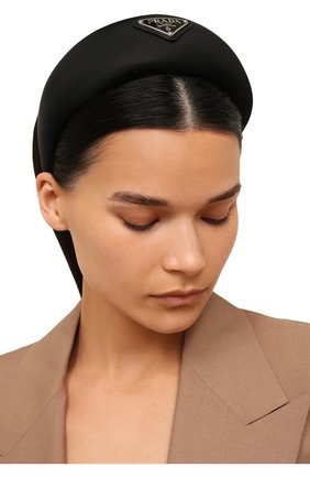 Женский ободок для волос PRADA черного цвета по цене 29500 руб., арт. 1IH016-2DMI-F0002 | Фото 2 Женский ободок для волос PRADA черного цвета, арт. 1IH016-2DMI-F0002 | Фото 2