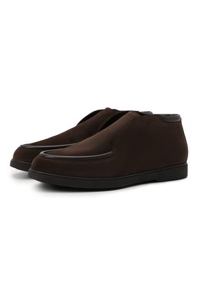 Мужские замшевые ботинки W.GIBBS темно-коричневого цвета, арт. 1078003/2567 | Фото 1 (Мужское Кросс-КТ: зимние ботинки, Ботинки-обувь; Подошва: Плоская; Материал внешний: Замша, Кожа; Материал утеплителя: Натуральный мех)