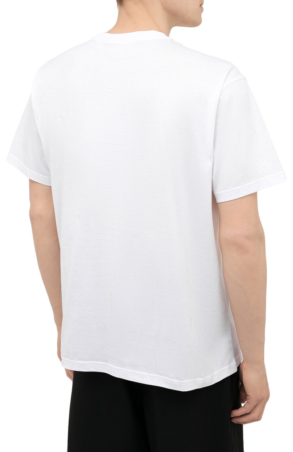 Мужская хлопковая футболка BURBERRY белого цвета, арт. 8042233 | Фото 4 (Принт: Без принта; Рукава: Короткие; Длина (для топов): Стандартные; Материал внешний: Хлопок)