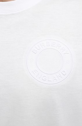Мужская хлопковая футболка BURBERRY белого цвета, арт. 8042233 | Фото 5 (Принт: Без принта; Рукава: Короткие; Длина (для топов): Стандартные; Материал внешний: Хлопок)
