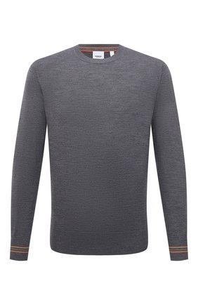 Мужской шерстяной джемпер BURBERRY серого цвета по цене 58400 руб., арт. 8033203 | Фото 1 Мужской шерстяной джемпер BURBERRY серого цвета, арт. 8033203 | Фото 1