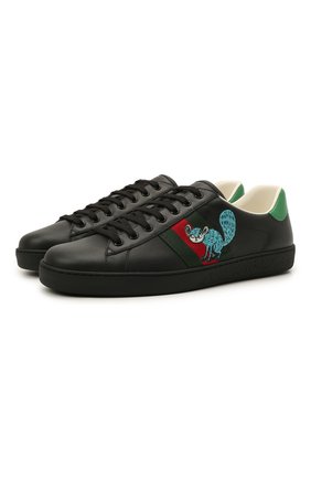 Мужские кожаные кеды ace gucci x freya hartas GUCCI черного цвета по цене 59950 руб., арт. 659219/1XG60 | Фото 1 Мужские кожаные кеды ace gucci x freya hartas GUCCI черного цвета, арт. 659219/1XG60 | Фото 1