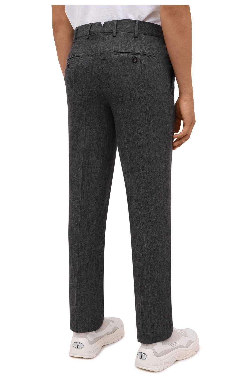 Мужские шерстяные брюки BRUNELLO CUCINELLI серого цвета, арт. ML476B1770 | Фото 4 (Материал внешний: Шерсть; Длина (брюки, джинсы): Стандартные; Случай: Повседневный; Стили: Кэжуэл)