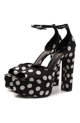 Женские текстильные босоножки jodie SAINT LAURENT черно-белого цвета по цене 96350 руб., арт. 657456/2WA00 | Фото 1 Женские текстильные босоножки jodie SAINT LAURENT черно-белого цвета, арт. 657456/2WA00 | Фото 1 (Материал внутренний: Натуральная кожа; Каблук тип: Устойчивый; Материал внешний: Текстиль; Подошва: Платформа; Каблук высота: Высокий)
