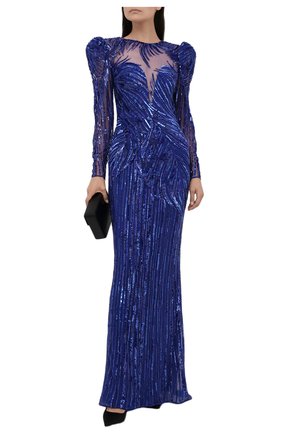 Женское платье с пайетками ZUHAIR MURAD синего цвета по цене 873000 руб., арт. DRS21016/EMCA001 | Фото 2 Женское платье с пайетками ZUHAIR MURAD синего цвета, арт. DRS21016/EMCA001 | Фото 2