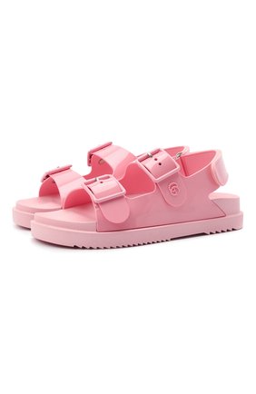 Женские резиновые сандалии GUCCI светло-розового цвета, арт. 660243/J8700 | Фото 1 (Подошва: Платформа; Материал внешний: Резина)