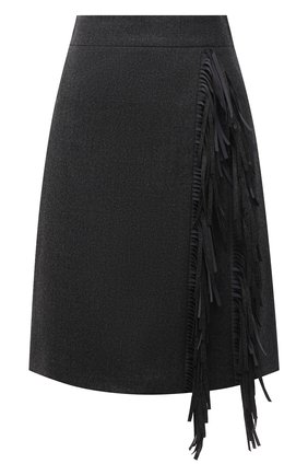 Женская шерстяная юбка BRUNELLO CUCINELLI темно-серого цвета, арт. MB034G3149 | Фото 1 (Материал внешний: Шерсть; Длина Ж (юбки, платья, шорты): До колена; Материал подклада: Синтетический материал; Женское Кросс-КТ: Юбка-одежда; Стили: Кэжуэл)