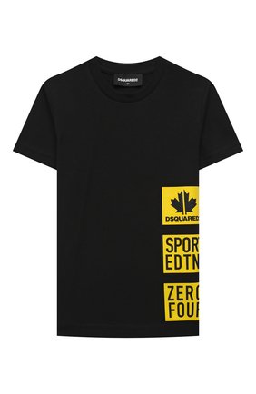 Детская хлопковая футболка DSQUARED2 черного цвета по цене 6905 руб., арт. DQ0289-D00MM | Фото 1 Детская хлопковая футболка DSQUARED2 черного цвета, арт. DQ0289-D00MM | Фото 1