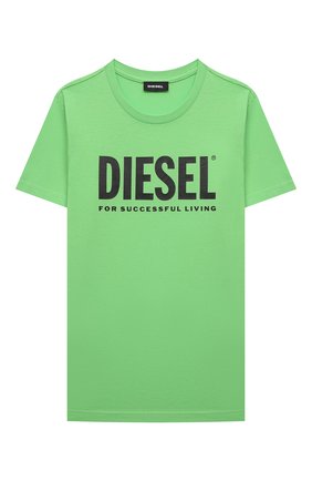 Детская хлопковая футболка DIESEL зеленого цвета по цене 2995 руб., арт. 00J4P6-00YI9 | Фото 1 Детская хлопковая футболка DIESEL зеленого цвета, арт. 00J4P6-00YI9 | Фото 1
