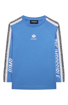 Детская хлопковый лонгслив DSQUARED2 голубого цвета по цене 10350 руб., арт. DQ0304-D00XM | Фото 1 Детская хлопковый лонгслив DSQUARED2 голубого цвета, арт. DQ0304-D00XM | Фото 1