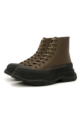 Женские кожаные ботинки ALEXANDER MCQUEEN хаки цвета по цене 57800 руб., арт. 633900/WHYK3 | Фото 1 Женские кожаные ботинки ALEXANDER MCQUEEN хаки цвета, арт. 633900/WHYK3 | Фото 1 (Каблук высота: Низкий; Материал внутренний: Натуральная кожа; Подошва: Платформа; Женское Кросс-КТ: Хайкеры-ботинки)