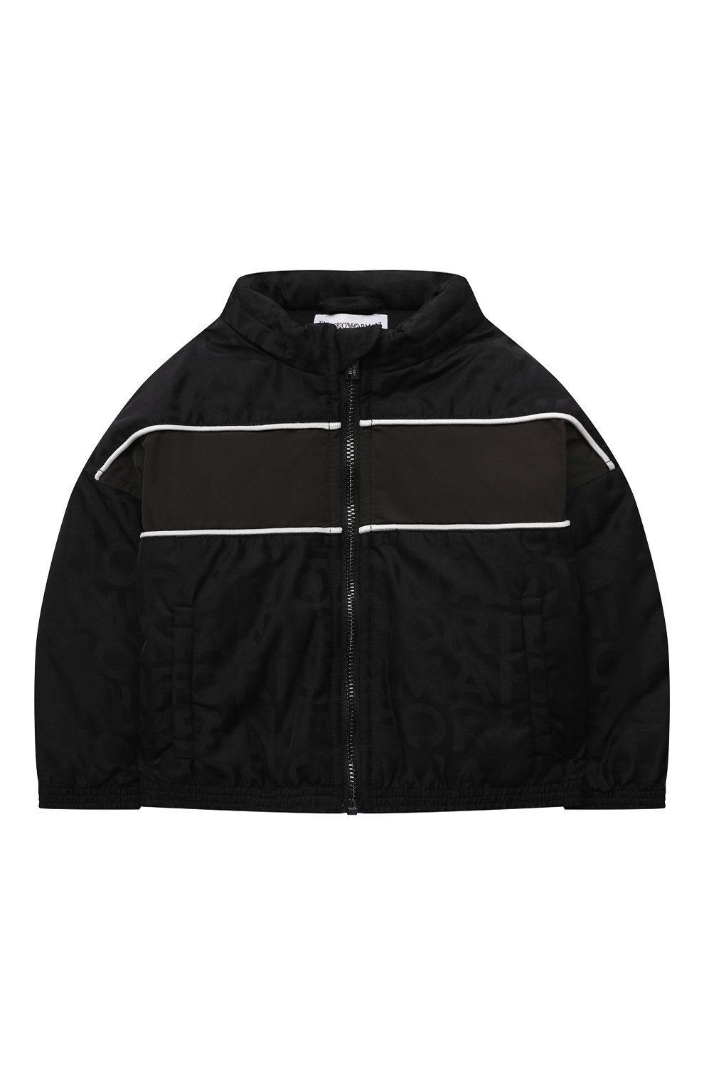 Детского куртка EMPORIO ARMANI черного цвета, арт. 6KHBP9/1NWEZ/9M | Фото 1 (Рукава: Длинные; Материал внешний: Синтетический материал; Кросс-КТ НВ: Куртки; Материал подклада: Хлопок; Ростовка одежда: 6 мес | 68 см)