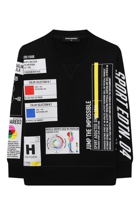 Детский хлопковый свитшот DSQUARED2 черного цвета по цене 18950 руб., арт. DQ0315-D006K | Фото 1 Детский хлопковый свитшот DSQUARED2 черного цвета, арт. DQ0315-D006K | Фото 1 (Рукава: Длинные; Материал внешний: Хлопок; Мальчики Кросс-КТ: Толстовка-одежда; Ростовка одежда: 10 - 11 лет | 140 - 146см, 12 лет | 152 см, 13 - 15 лет | 158 см, 16 лет | 164 см, 4 года | 104 см, 8 лет | 128 см)