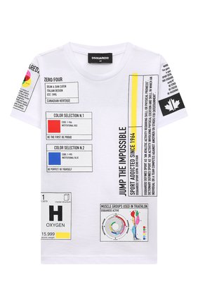 Детская хлопковая футболка DSQUARED2 белого цвета по цене 12100 руб., арт. DQ0314-D004G | Фото 1 Детская хлопковая футболка DSQUARED2 белого цвета, арт. DQ0314-D004G | Фото 1