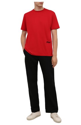 Мужская хлопковая футболка LOEWE красного цвета, арт. H526Y22J34 | Фото 2 (Материал внешний: Хлопок; Рукава: Короткие; Длина (для топов): Стандартные; Принт: Без принта; Стили: Кэжуэл)