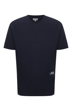 Мужская хлопковая футболка LOEWE темно-синего цвета, арт. H526Y22J34 | Фото 1 (Длина (для топов): Стандартные; Рукава: Короткие; Принт: Без принта; Материал внешний: Хлопок; Стили: Кэжуэл)