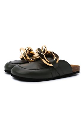 Женские кожаные сабо chain JW ANDERSON хаки цвета по цене 47350 руб., арт. AN35004A/14000 | Фото 1 Женские кожаные сабо chain JW ANDERSON хаки цвета, арт. AN35004A/14000 | Фото 1