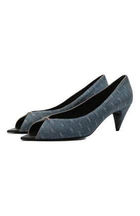 Женские текстильные туфли lola SAINT LAURENT синего цвета по цене 83950 руб., арт. 661669/2WP10 | Фото 1