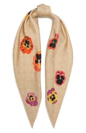Женский шелковый платок LOEWE бежевого цвета по цене 19400 руб., арт. F811487X16 | Фото 1 Женский шелковый платок LOEWE бежевого цвета, арт. F811487X16 | Фото 1